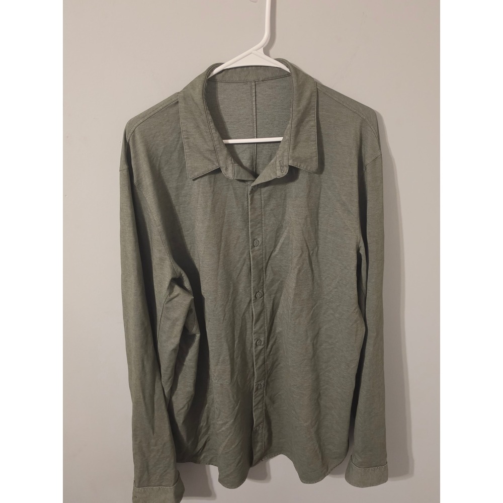 Lululemon Airing Easy Shirt Men XL Green Casual Button Down Activewear Ventlight